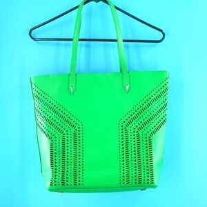 Stella and Dot green leather tote with wristlet
